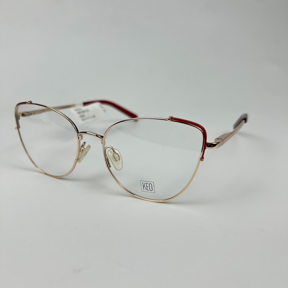 Keo Kezia 661420125 Unisex Eyeglasses Frame Gold Metal Cat Eye 54-17-140 mm